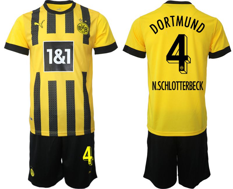 Men 2022-2023 Club Borussia Dortmund home yellow #4 Soccer Jersey